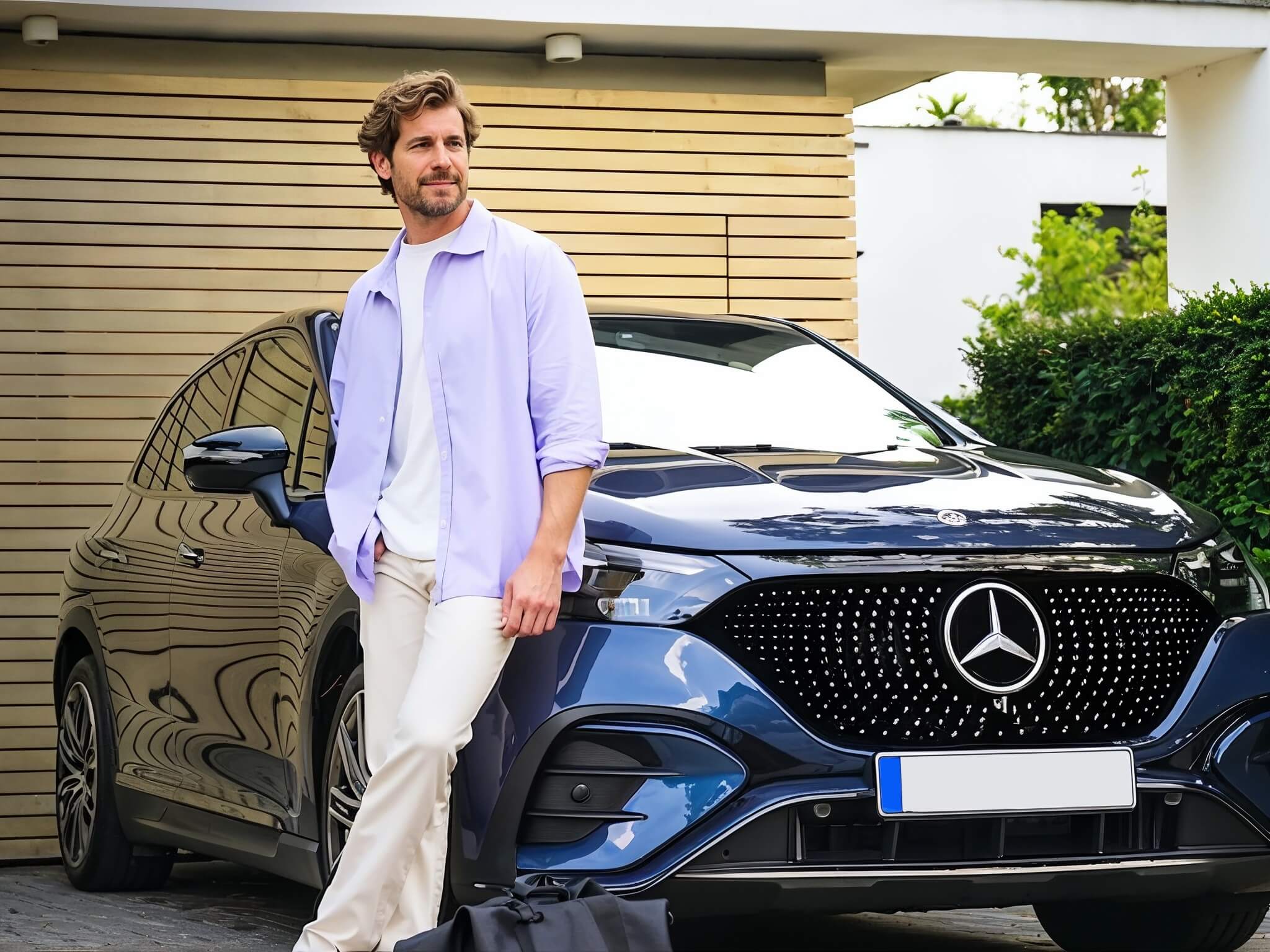 Cliente junto a su Mercedes-Benz